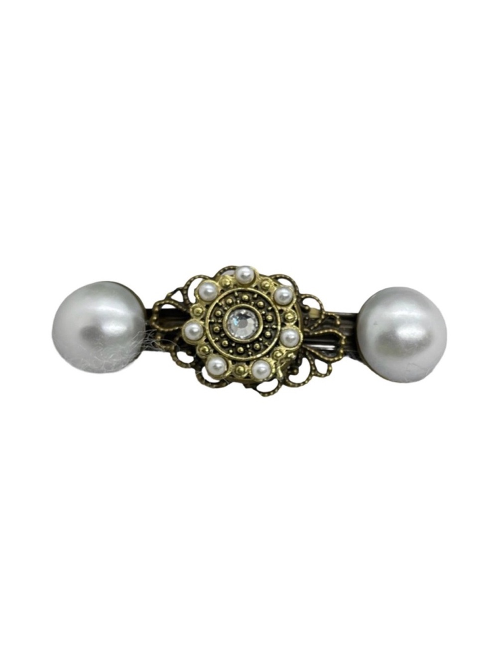 Vintage-Inspired Pearl and Filigree Hair Clip - White2.5”  FINAL PRICE DROP
